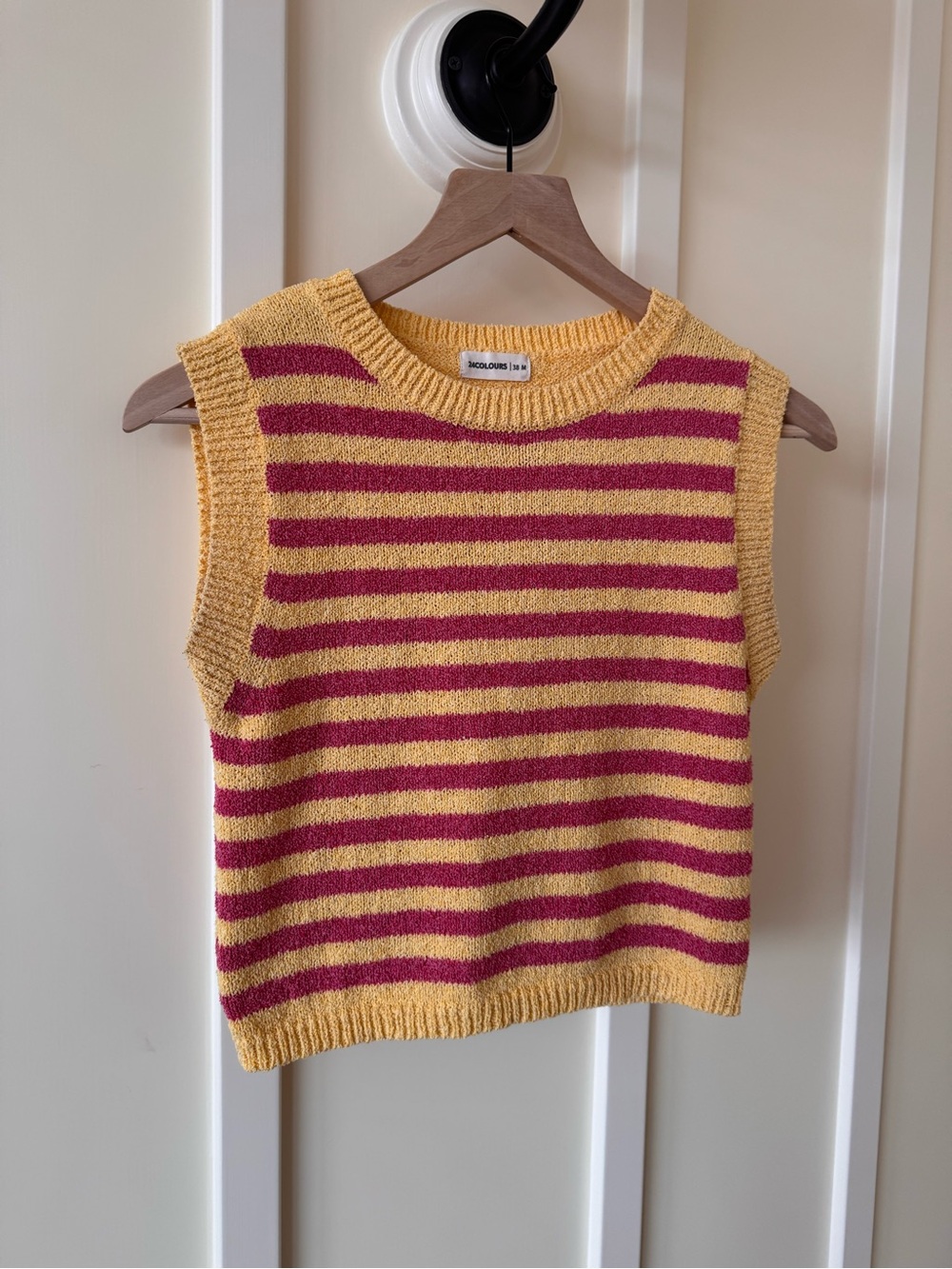 24COLOURS Striped Knit Sweater Womens Size 38 M  Boucle Crop Streetwear Indie